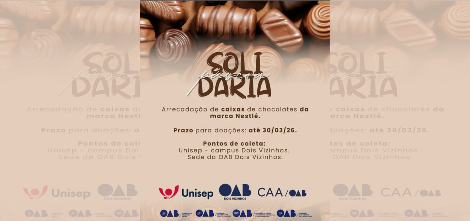 Unisep é parceira da OAB em campanha solidária de Páscoa para crianças de Dois Vizinhos